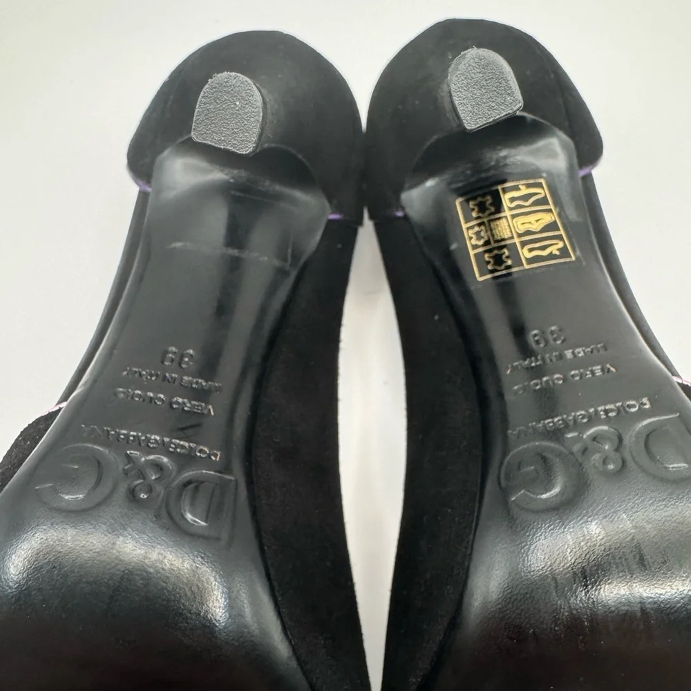 D&G Black Heels with Vibrant Multicolor Accents size 39 Italy